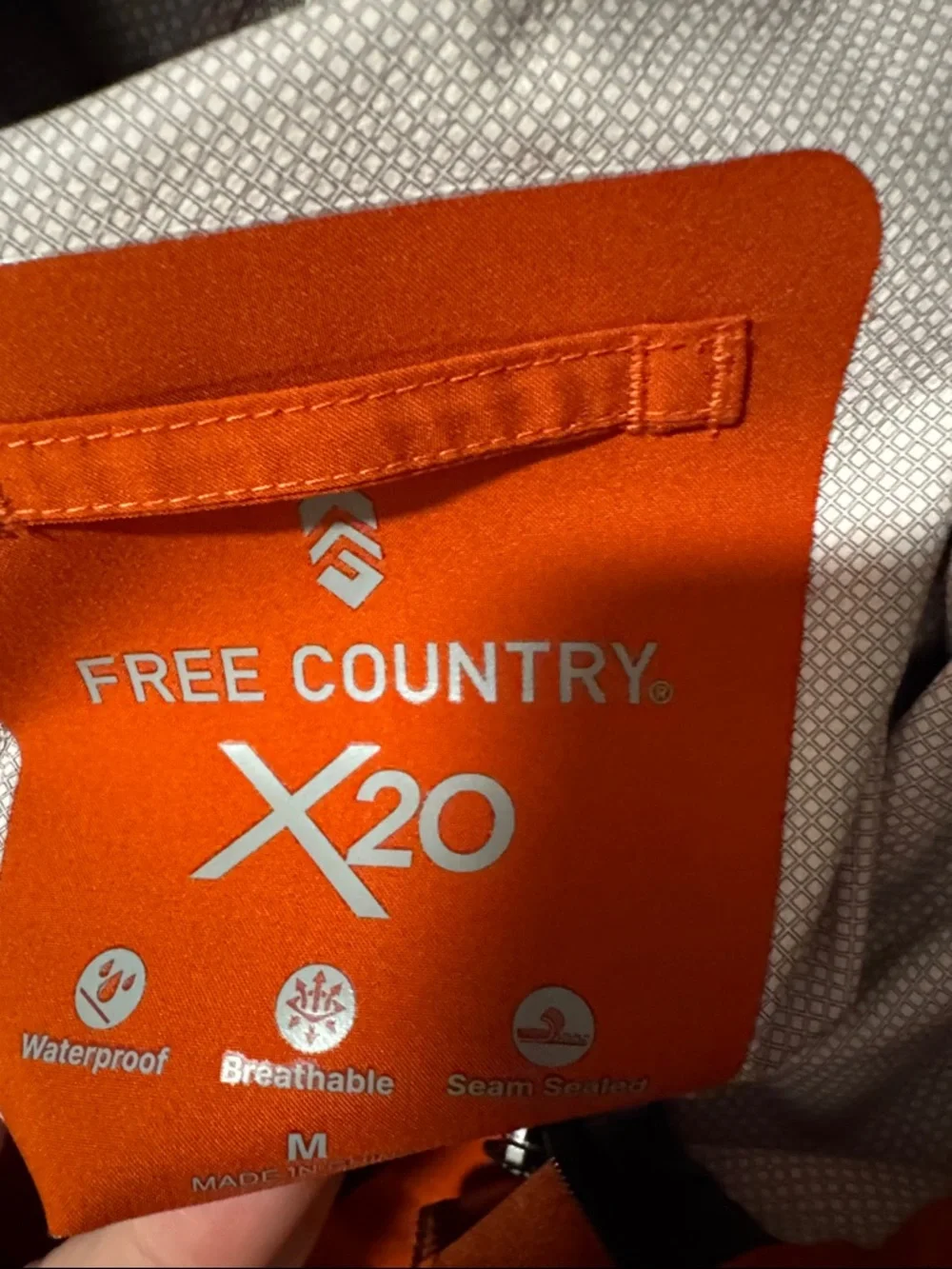 Free Country Men's Bright Orange Hooded Raincoat with Light Gray Lining - Picture 2 of 3